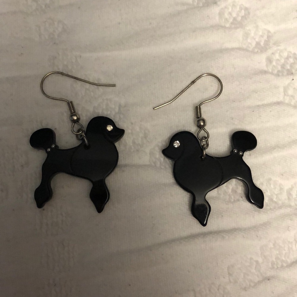 Poodle earrings plastic 1950s rockabilly